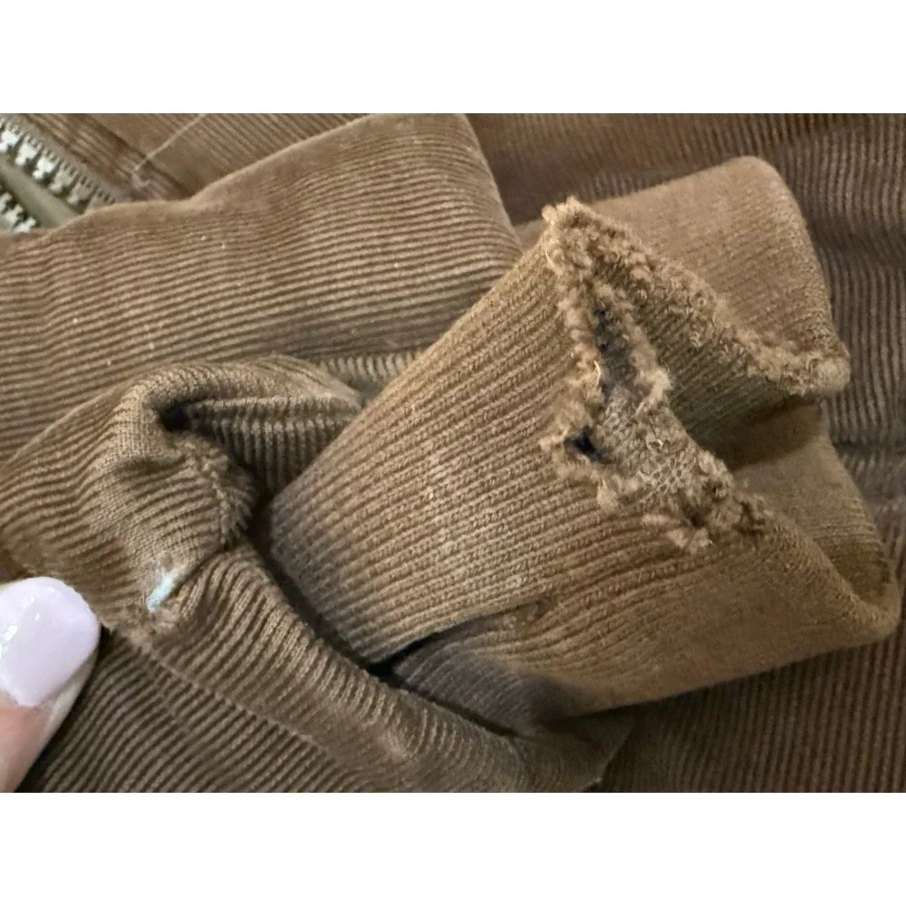Vintage Y2K Corduroy Puffer Jacket Faux Fur Coat Women XL Chocolate Brown Sherpa